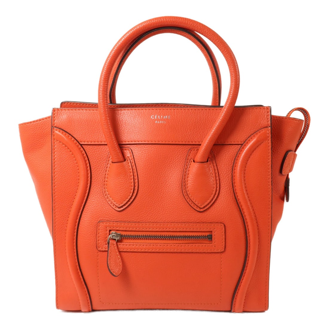 CELINE Micro Luggage Orange Calfskin Handbag 167793 SHW (1 of 16)
