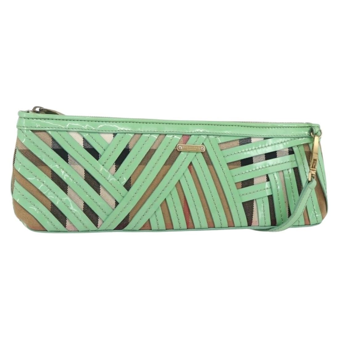 Burberry Nova Check PVC Leather Shoulder Bag Green Gold Tone: Burberry Nova Check PVC Leather Shoulder Bag Green Gold Tone Burberry Nova Check shoulder bag in green and gold PVC leather, made in Italy. It comes with a dust bag and has a shoulder drop of approxim