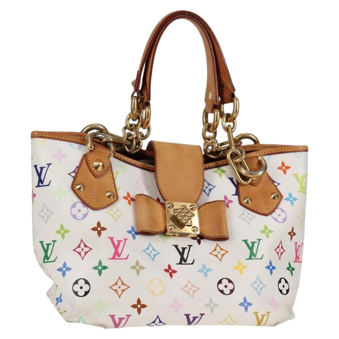 Louis Vuitton Annie MM White Monogram Multicolor Canvas Tote M40307: Louis Vuitton Annie MM White Monogram Multicolor Canvas Tote M40307 Louis Vuitton Annie MM tote bag in white Monogram Multicolor canvas. This women's bag was made in France and is offered without the 