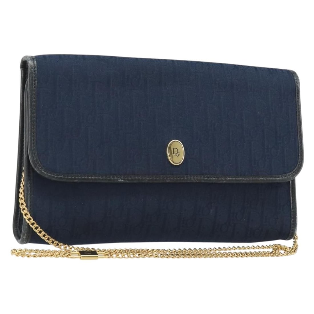 Christian Dior Trotter Canvas Shoulder Bag Chain Strap Navy Gold: Christian Dior Trotter Canvas Shoulder Bag Chain Strap Navy Gold Authentic Christian Dior Trotter canvas chain shoulder bag in navy and gold. This women's shoulder bag is made in France and features a