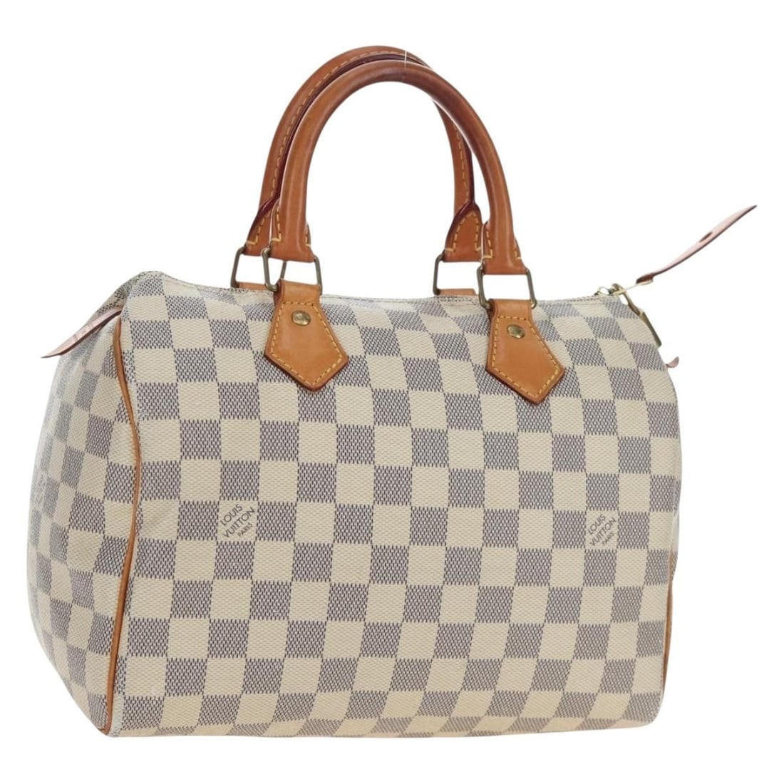 Louis Vuitton N41534 Speedy 25 handbag in Damier Azur canvas: Louis Vuitton N41534 Speedy 25 handbag in Damier Azur canvas Louis Vuitton Damier Azur Speedy 25 hand bag in Damier Azur canvas, made in France. The bag comes with a padlock and is identified by produ