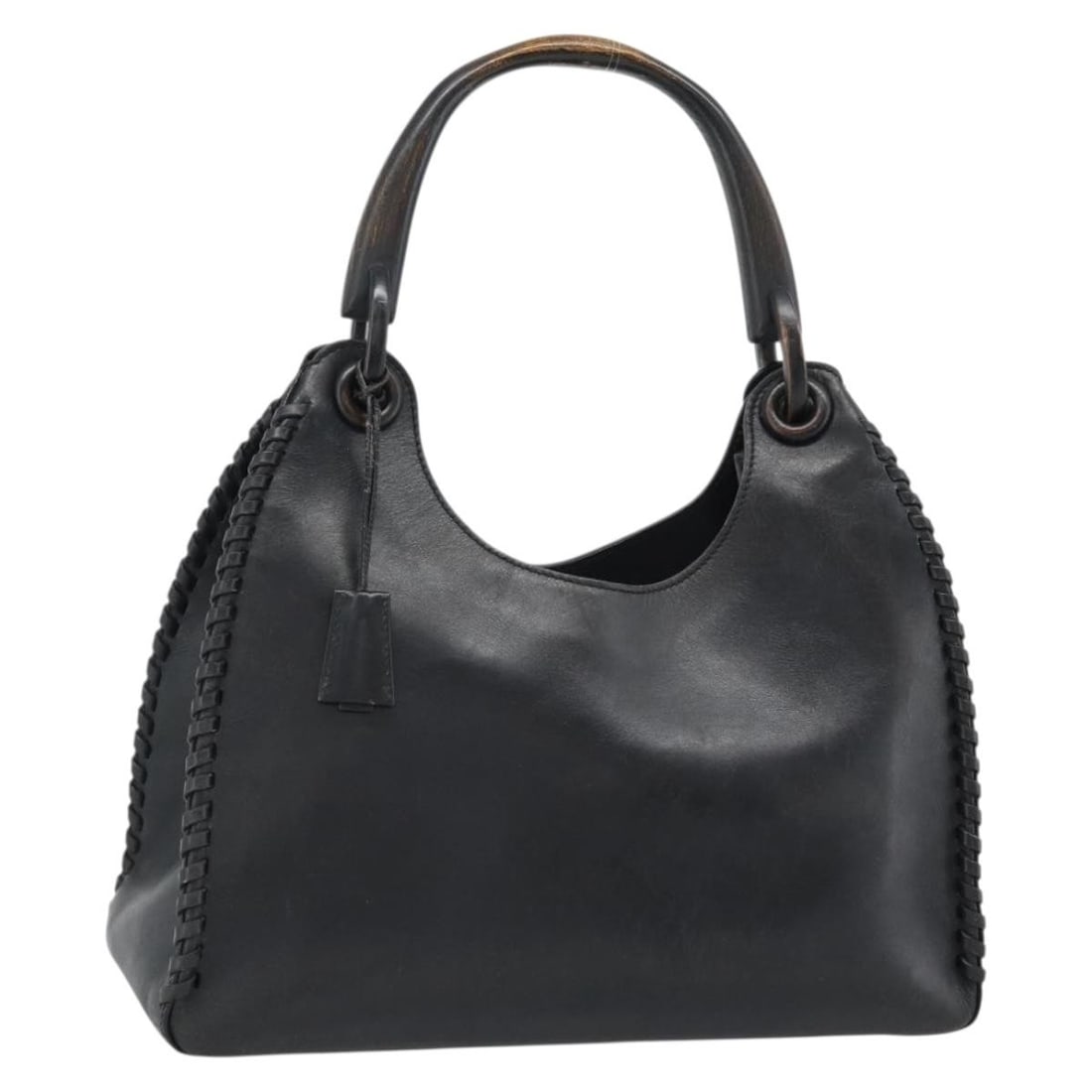 Gucci 106236 Black Leather Shoulder Purse with Clochette: Gucci 106236 Black Leather Shoulder Purse with Clochette Black Gucci leather shoulder bag for women, made in Italy. It features a clochette accessory and a shoulder strap drop of approximately 8.7 inc