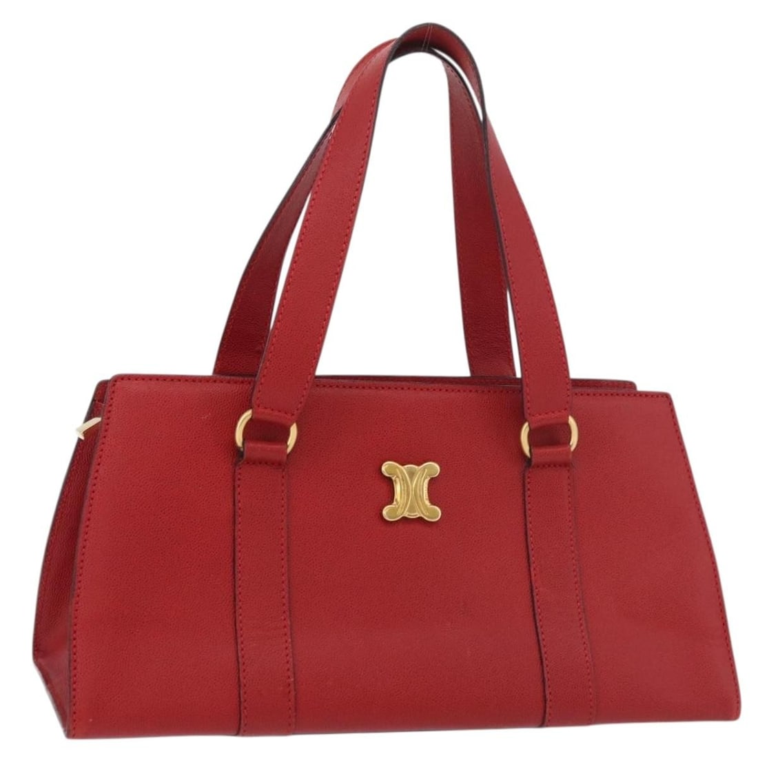 Celine red leather women s handbag Italy gold tone accents: Celine red leather women s handbag Italy gold tone accents This CELINE handbag is crafted from red and gold leather, offering a stylish and classic design. Made in Italy, it features a spacious interi