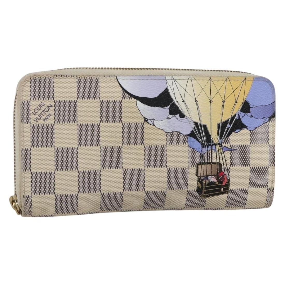 LOUIS VUITTON Damier Azur Zippy Wallet N63006 Auth Spain: LOUIS VUITTON Damier Azur Zippy Wallet N63006 Auth Spain Introducing the LOUIS VUITTON Damier Azur Illustre Balloon Zippy Wallet, a stylish long wallet crafted from durable Damier Azur canvas. This wa