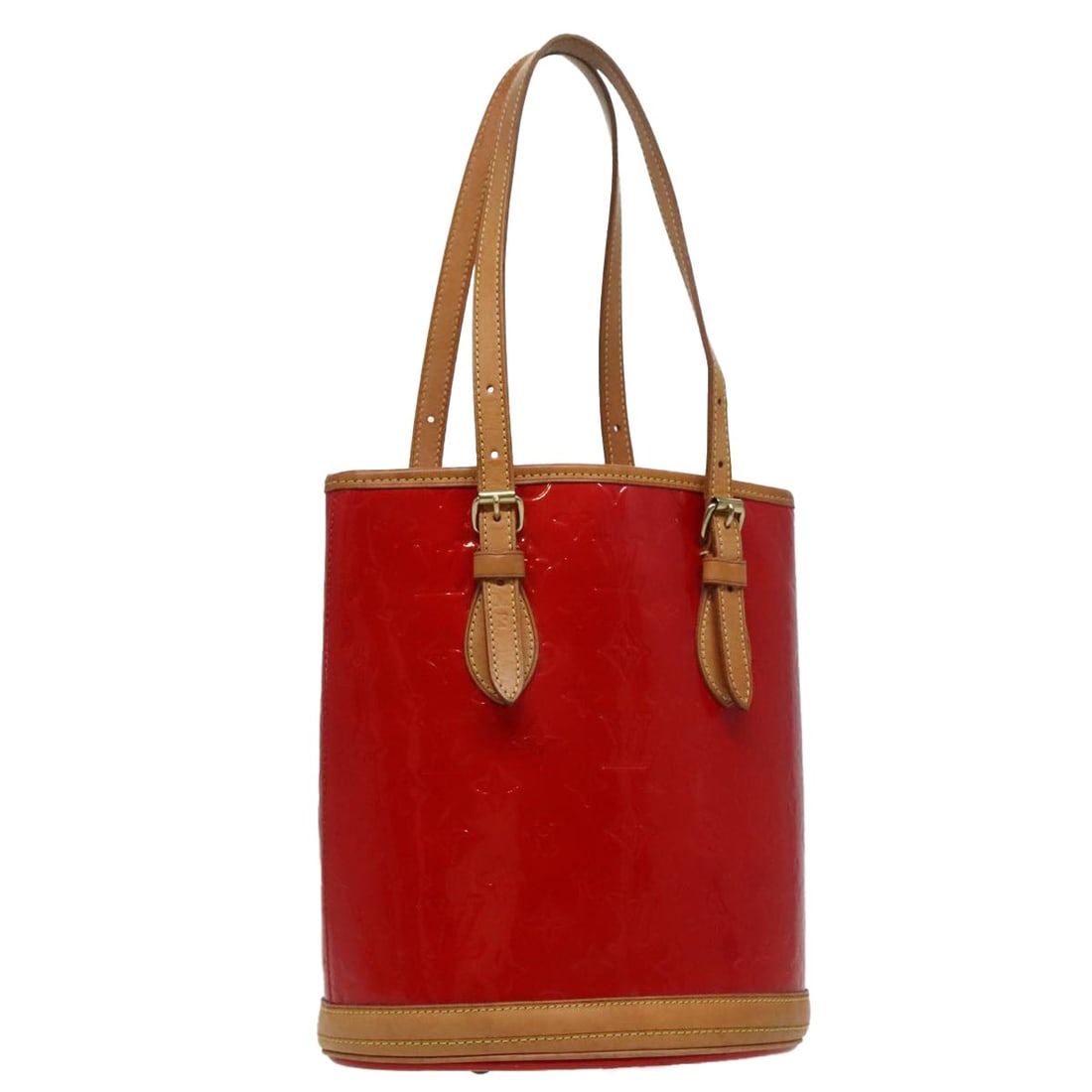 Louis Vuitton Bucket PM Monogram Vernis Red Patent Leather Shoulder Bag: Louis Vuitton Bucket PM Monogram Vernis Red Patent Leather Shoulder Bag Louis Vuitton Monogram Vernis Bucket PM shoulder bag in red patent leather. This women's bag is made in France and includes a du
