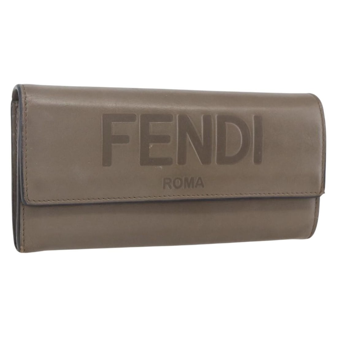 FENDI leather continental wallet for women gray gold tone: FENDI leather continental wallet for women gray gold tone Authentic FENDI continental wallet in gray leather with gold-tone accents. Made in Italy, this women's wallet includes the dust bag and item b