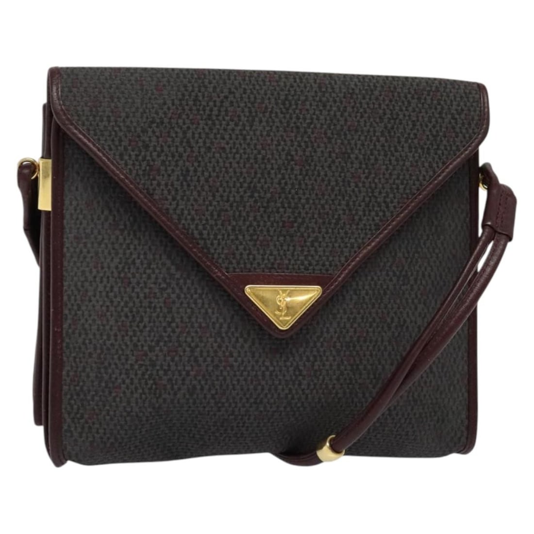 Coated Canvas Shoulder Bag SAINT LAURENT Bordeaux Gold France: Coated Canvas Shoulder Bag SAINT LAURENT Bordeaux Gold France This SAINT LAURENT shoulder bag is crafted from coated canvas in a Bordeaux and gold colorway. Made in France, it features a shoulder stra