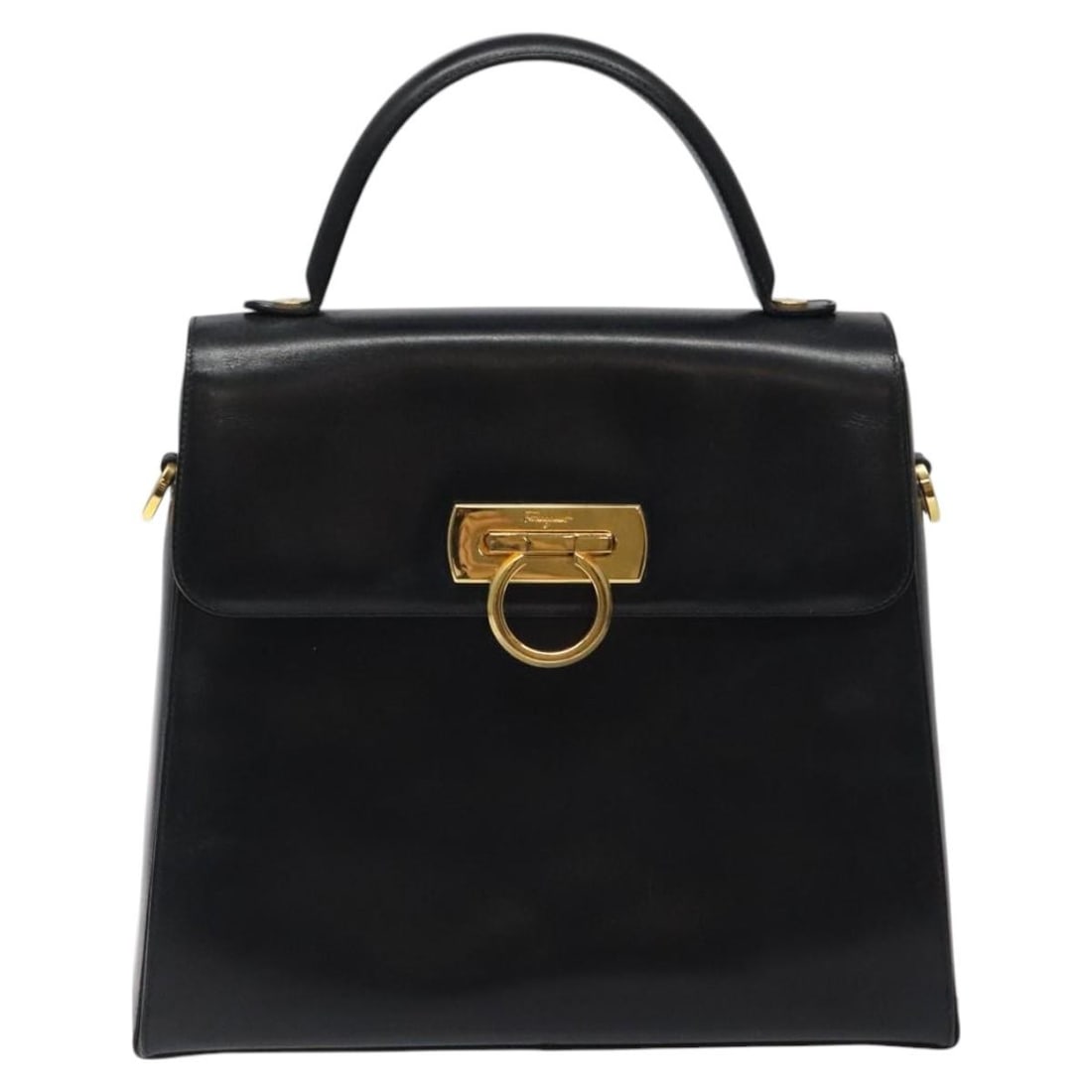 Black Leather Handbag Salvatore Ferragamo Convertible Top Handle: Black Leather Handbag Salvatore Ferragamo Convertible Top Handle Salvatore Ferragamo Convertible Top Handle bag in black leather. This women's handbag is made in Italy and shows fair overall condition
