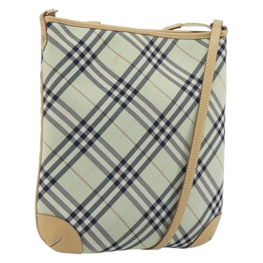 Burberry Blue Label Nova Check Nylon Shoulder Bag Green Silver: Burberry Blue Label Nova Check Nylon Shoulder Bag Green Silver Burberry Blue Label Nova Check shoulder bag in green and silver nylon. Made in Japan, this women's bag features a slim profile with an ad