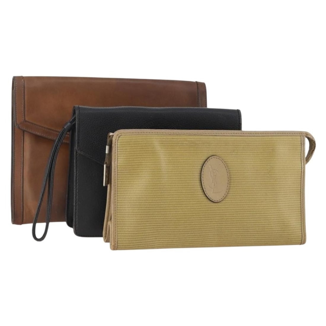 Salvatore Ferragamo clutch bag set 3 black brown leather (1 of 18)