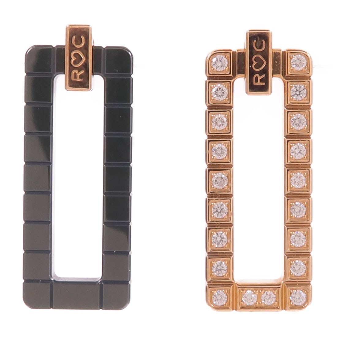 Chopard Ice Cube Pierced Earrings 839895-9003 18K Rose Gold Diamond Ceramic (1 of 9)