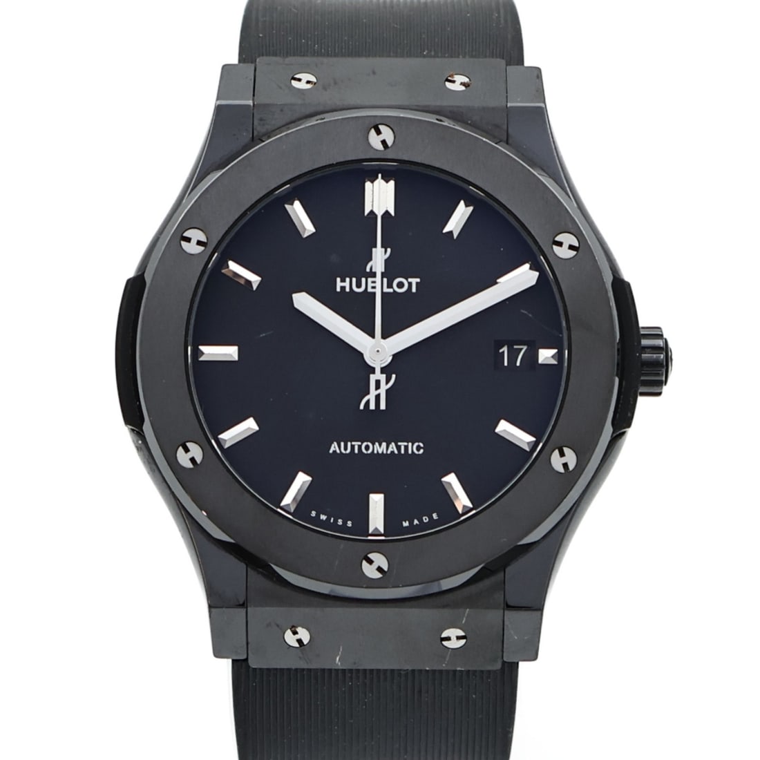 Hublot 511.CM.1171.RX Classic Fusion mens automatic ceramic wristwatch: Hublot 511.CM.1171.RX Classic Fusion mens automatic ceramic wristwatch Hublot Classic Fusion automatic wristwatch in black ceramic, model 511.CM.1171.RX. Designed for men, it features a black dial, bl