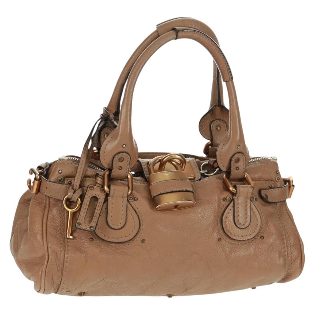 Chloe Paddington Brown Leather Handbag with Gold and Silver Accents: Chloe Paddington Brown Leather Handbag with Gold and Silver Accents This Chloe Paddington handbag features a brown, gold, and silver leather exterior and is crafted in Italy. The bag has a structured 