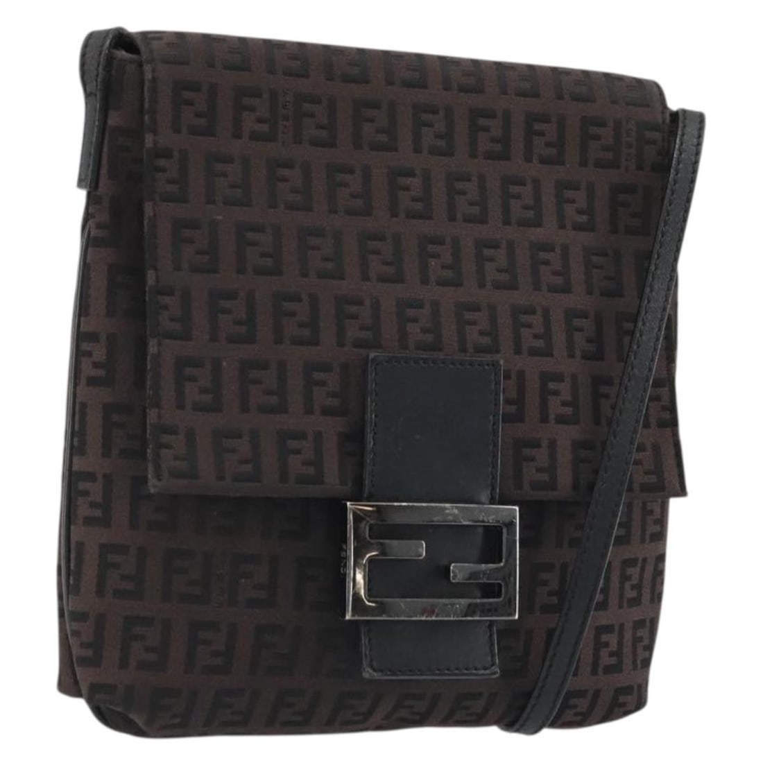Fendi Mamma Baguette Shoulder Bag Zucchino Canvas Brown Black: Fendi Mamma Baguette Shoulder Bag Zucchino Canvas Brown Black Fendi Mamma Baguette shoulder bag in Zucchino canvas with a brown and black colorway. Made in Italy, this bag features a shoulder strap an