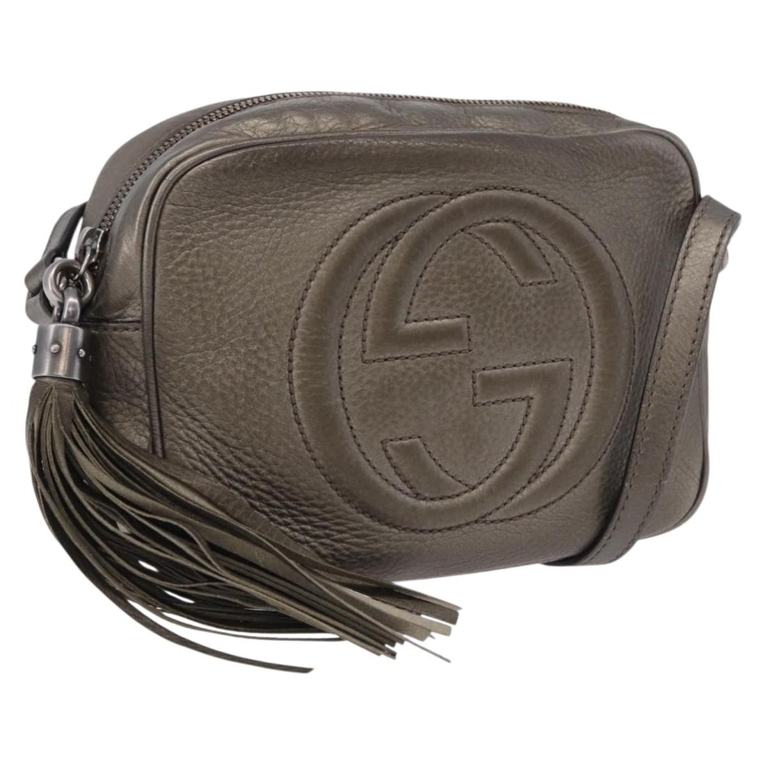 Gucci 308364 Leather Shoulder Bag in Champagne Gold: Gucci 308364 Leather Shoulder Bag in Champagne Gold A Gucci shoulder bag in champagne gold leather, made in Italy. It features a shoulder strap with an approximate drop of 55 to 60 cm and measures app