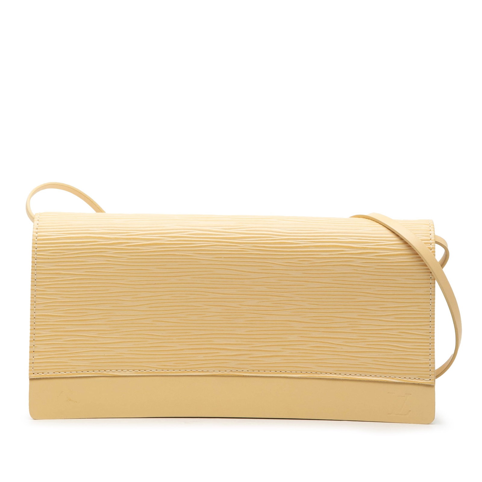 Louis Vuitton Epi Honfleur Yellow Leather Shoulder Bag: Louis Vuitton Epi Honfleur Yellow Leather Shoulder Bag Louis Vuitton Epi Honfleur shoulder bag in yellow epi leather with an adjustable flat leather strap, flap with magnetic snap closure, and an inte
