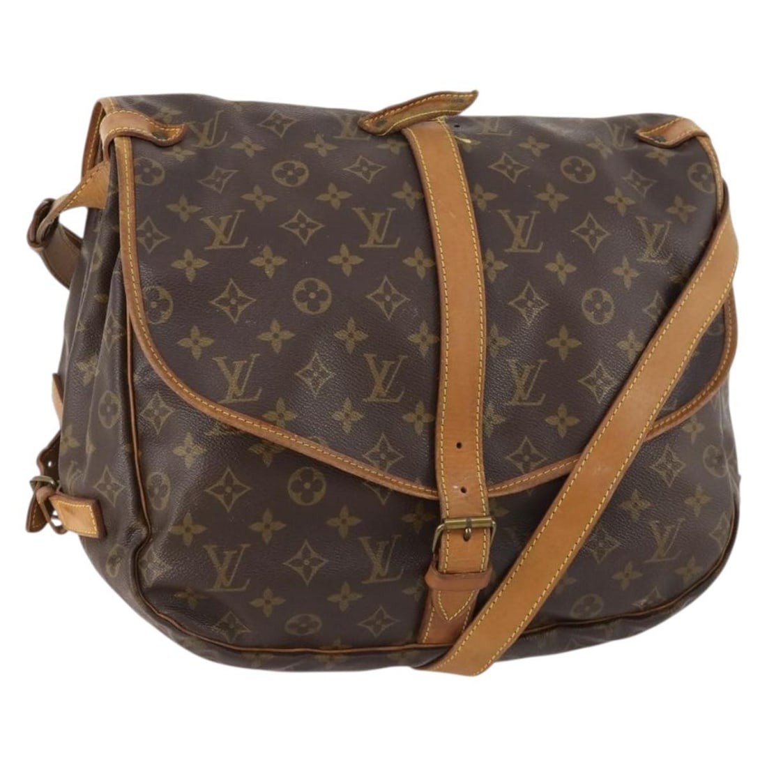 Louis Vuitton M42254 Saumur 35 Monogram Canvas Shoulder Bag: Louis Vuitton M42254 Saumur 35 Monogram Canvas Shoulder Bag Louis Vuitton Monogram Saumur 35 shoulder bag in monogram canvas, made in France. This women's bag features the classic Saumur silhouette wi