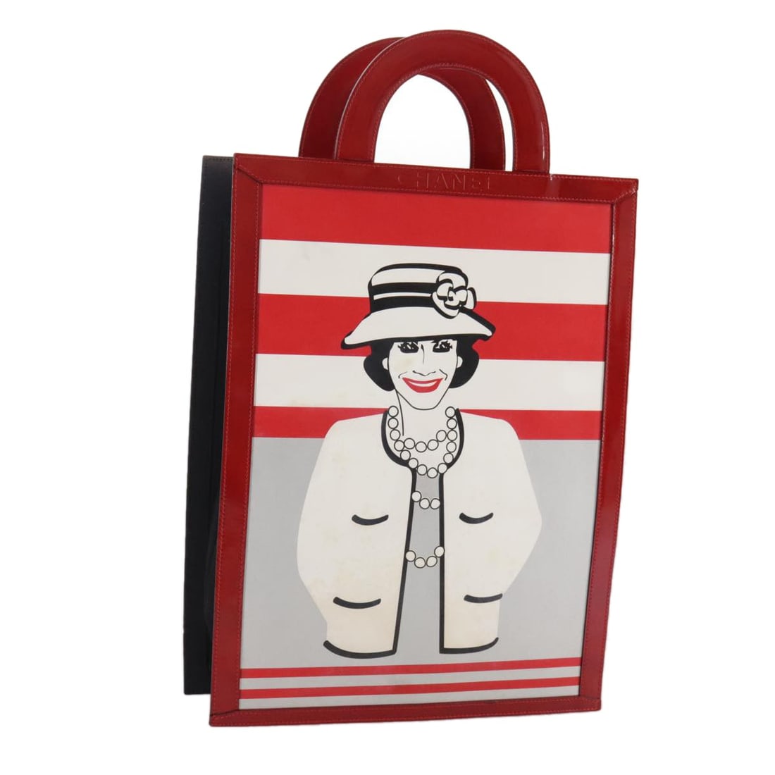 Red Leather Tote Bag CHANEL Mademoiselle Choco Bar with Dust Bag: Red Leather Tote Bag CHANEL Mademoiselle Choco Bar with Dust Bag Chanel Mademoiselle Choco Bar line tote bag in red leather. This women's tote is made in France and includes a dust bag and guarantee c