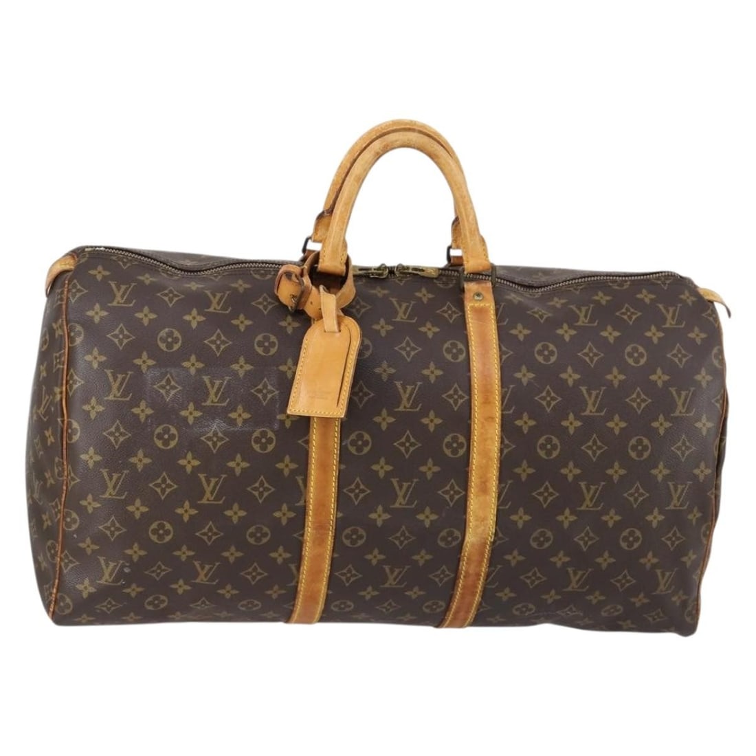 Louis Vuitton M41424 Keepall 55 Monogram Canvas Boston Bag: Louis Vuitton M41424 Keepall 55 Monogram Canvas Boston Bag Louis Vuitton Keepall 55 Boston bag in Monogram canvas, made in France. This women's travel bag includes a name tag and Powanie. Condition is