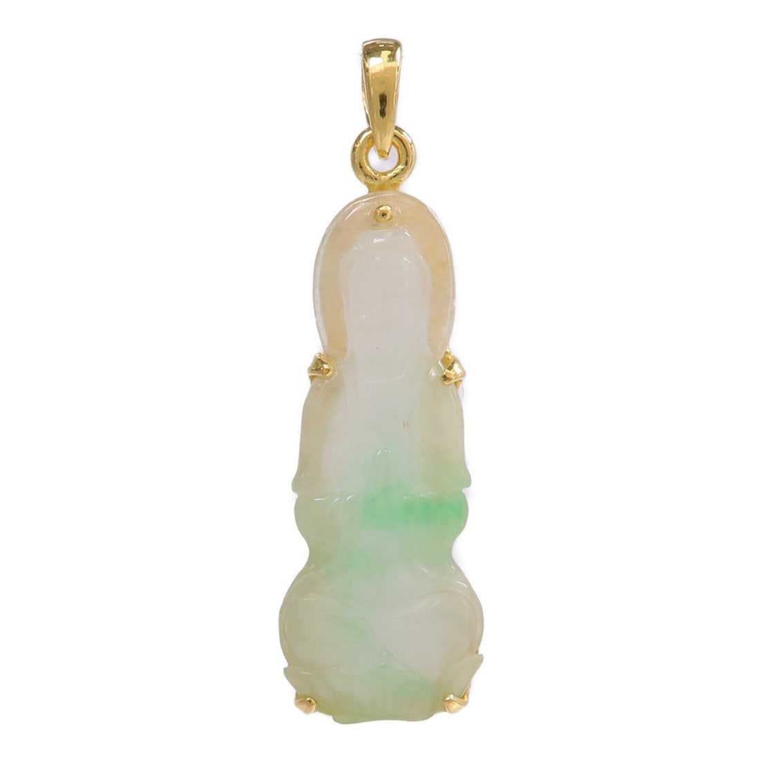 24K Yellow Gold Jade Pendant Top Green Jewelry (1 of 6)