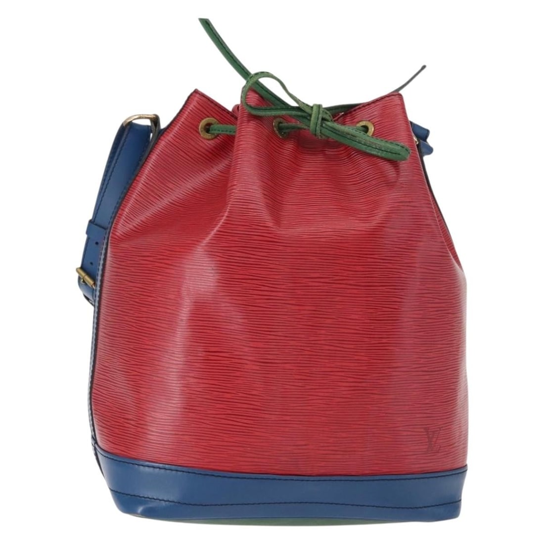 Louis Vuitton Noe M44082 Epi Leather Shoulder Bag Tricolor: Louis Vuitton Noe M44082 Epi Leather Shoulder Bag Tricolor Louis Vuitton Noe shoulder bag in tricolor Epi leather with blue, red, and green panels. Made in France, this women's bag shows heavy use wit