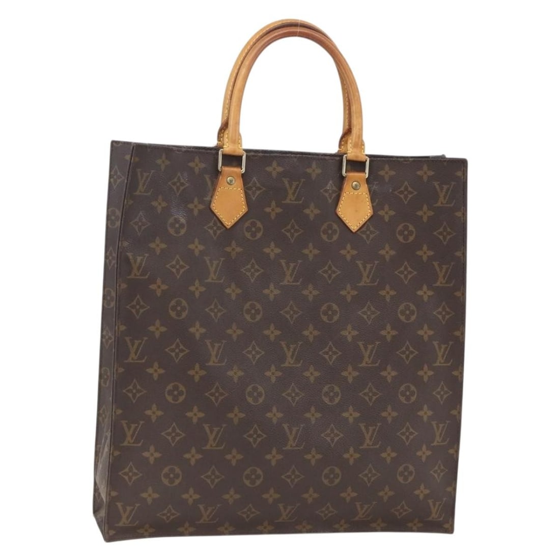 Louis Vuitton Sac Plat Monogram Canvas Handbag M51140 France: Louis Vuitton Sac Plat Monogram Canvas Handbag M51140 France This Louis Vuitton Monogram Sac Plat Hand Bag features the iconic monogram canvas exterior with a classic brown color. The bag is designed 