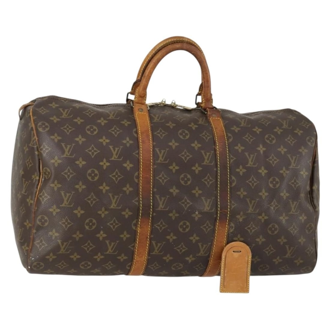 Louis Vuitton Keepall 50 Monogram Canvas Boston Travel Bag M41426 France: Louis Vuitton Keepall 50 Monogram Canvas Boston Travel Bag M41426 France This Louis Vuitton Monogram Keepall 50 Boston Bag features the brand's iconic monogram canvas exterior with leather trim and go