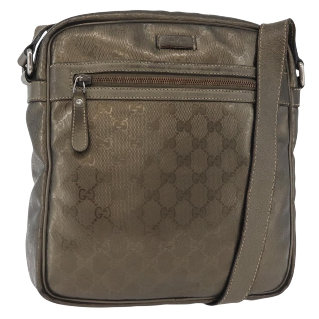 Gucci 201448 GG Canvas PVC Leather Shoulder Bag Bronze Silver: Gucci 201448 GG Canvas PVC Leather Shoulder Bag Bronze Silver Gucci shoulder bag in bronze and silver PVC leather with GG canvas. Made in Italy, this women's bag features an adjustable shoulder strap 