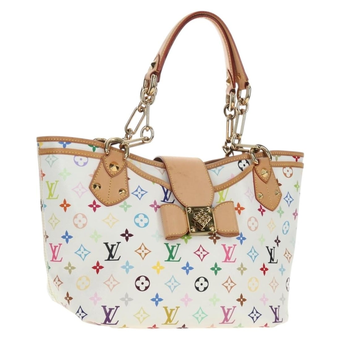 Louis Vuitton Annie GM White Monogram Multicolor Canvas Tote M40303: Louis Vuitton Annie GM White Monogram Multicolor Canvas Tote M40303 Louis Vuitton Annie GM tote bag in white Monogram Multicolor canvas. This women's tote is made in France and includes a dust bag. Co