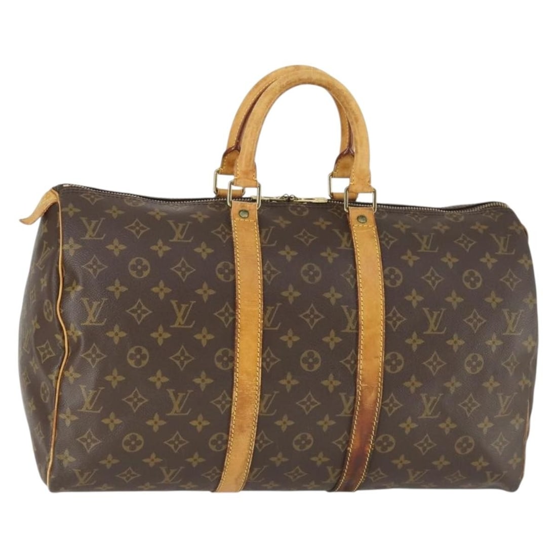 Louis Vuitton Keepall 45 Monogram Canvas Boston Bag M41428: Louis Vuitton Keepall 45 Monogram Canvas Boston Bag M41428 Authentic Louis Vuitton Keepall 45 Boston bag in Monogram canvas, model M41428, made in France. This women's travel bag is offered without th