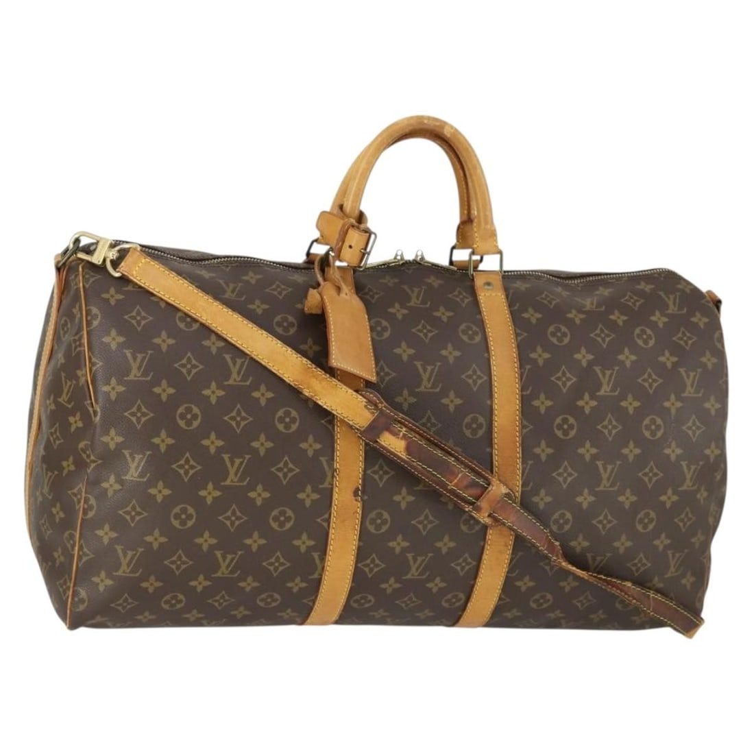 Louis Vuitton M41414 Keepall 55 Monogram Canvas Boston Bag: Louis Vuitton M41414 Keepall 55 Monogram Canvas Boston Bag Louis Vuitton Keepall Bandouliere 55 Boston bag in Monogram canvas. This travel bag includes a name tag, Powanie, and shoulder strap. Conditi
