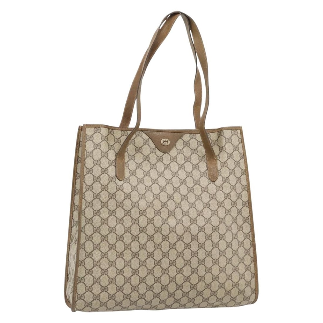Gucci 92 02 998 GG Supreme PVC Leather Tote Beige Gold: Gucci 92 02 998 GG Supreme PVC Leather Tote Beige Gold Gucci GG Supreme tote bag in beige and gold PVC leather with GG canvas. This women's tote is made in Italy and shows heavy use throughout. Noted 