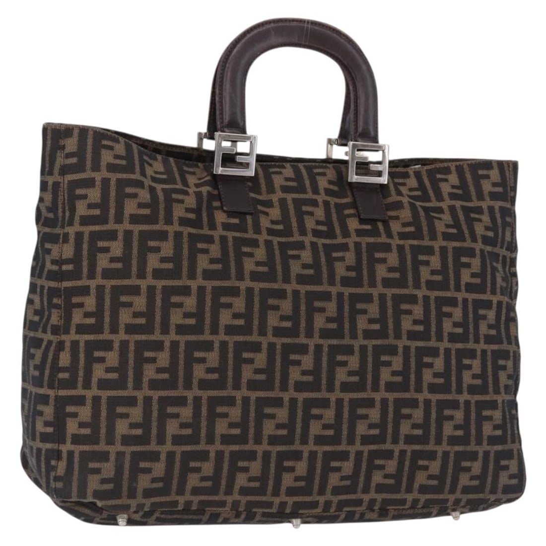 Fendi Zucca Canvas Brown Silver Women's Handbag Made in Italy: Fendi Zucca Canvas Brown Silver Women's Handbag Made in Italy Authentic Fendi handbag in brown and silver Zucca canvas. This women's bag is made in Italy and includes only the item shown; the original