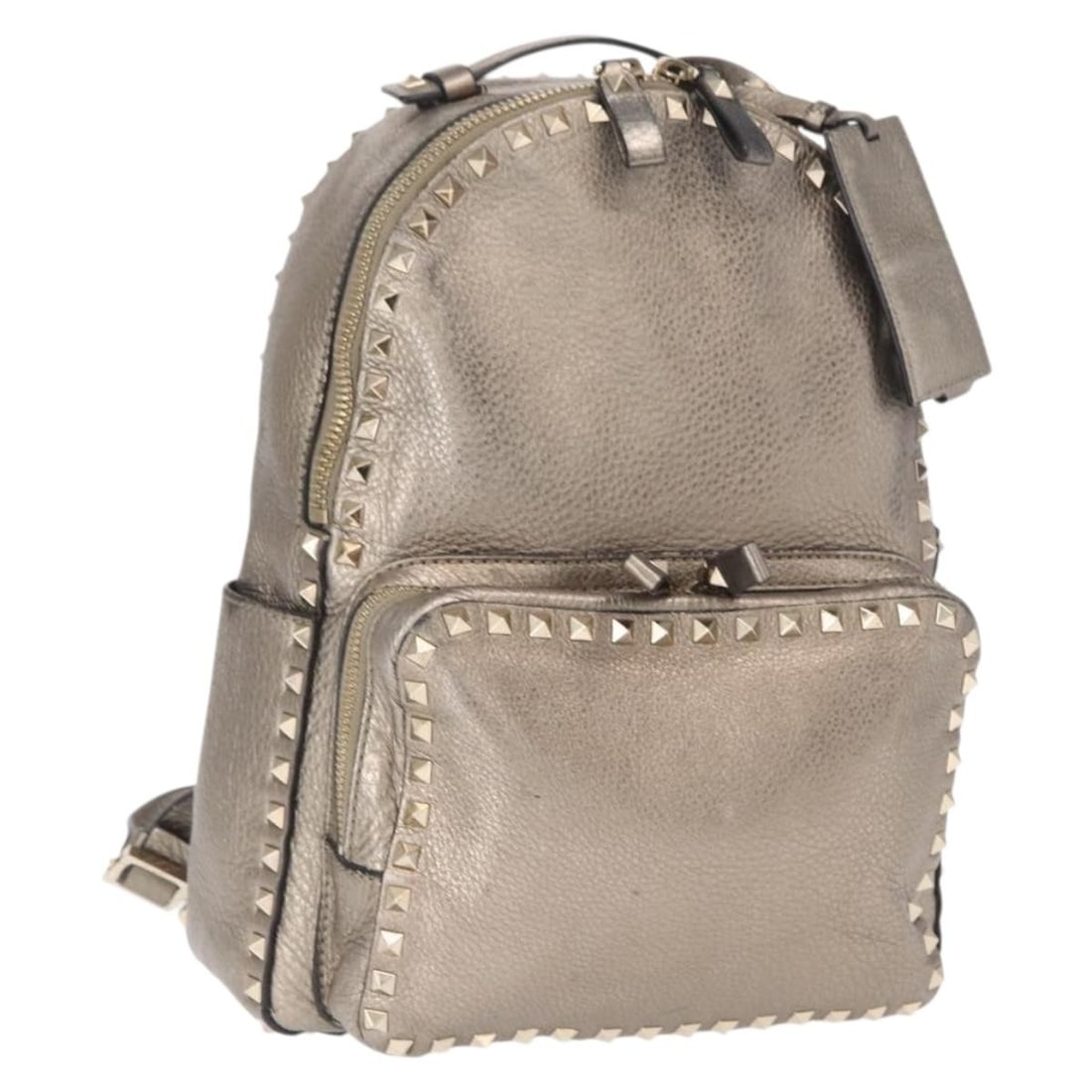 Valentino Rock Studs Leather Backpack Silver Gold Made in Italy (1 of 18)
