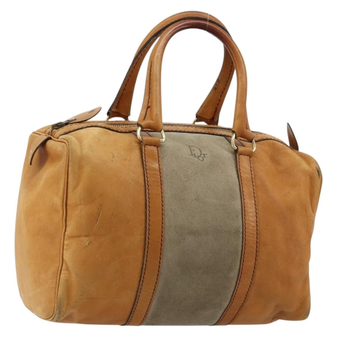 Christian Dior Brown Leather Suede Handbag Gold Tone France: Christian Dior Brown Leather Suede Handbag Gold Tone France Christian Dior women's handbag in brown leather with gold-tone accents, made in France. This pre-owned bag is sold as photographed and does 