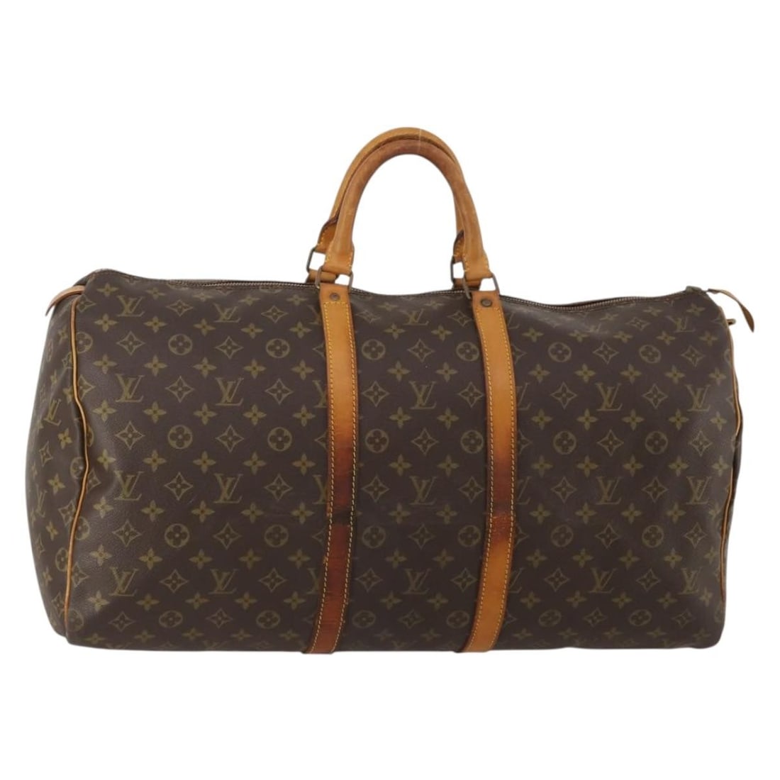 Louis Vuitton M41424 Keepall 55 Monogram Canvas Boston Bag: Louis Vuitton M41424 Keepall 55 Monogram Canvas Boston Bag Vintage Louis Vuitton Keepall 55 Boston bag in Monogram canvas, model M41424, made in France. This older model features a CLAIR zipper. The b