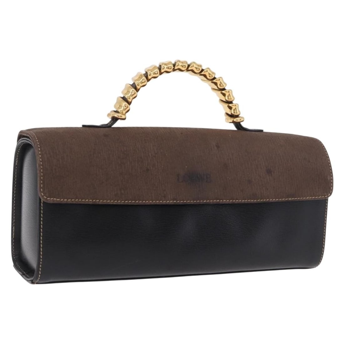 LOEWE Velazquez leather handbag black and gold Spain: LOEWE Velazquez leather handbag black and gold Spain Loewe Velazquez handbag in black and gold leather, made in Spain. This women's handbag is offered without the original box or dust bag and includes