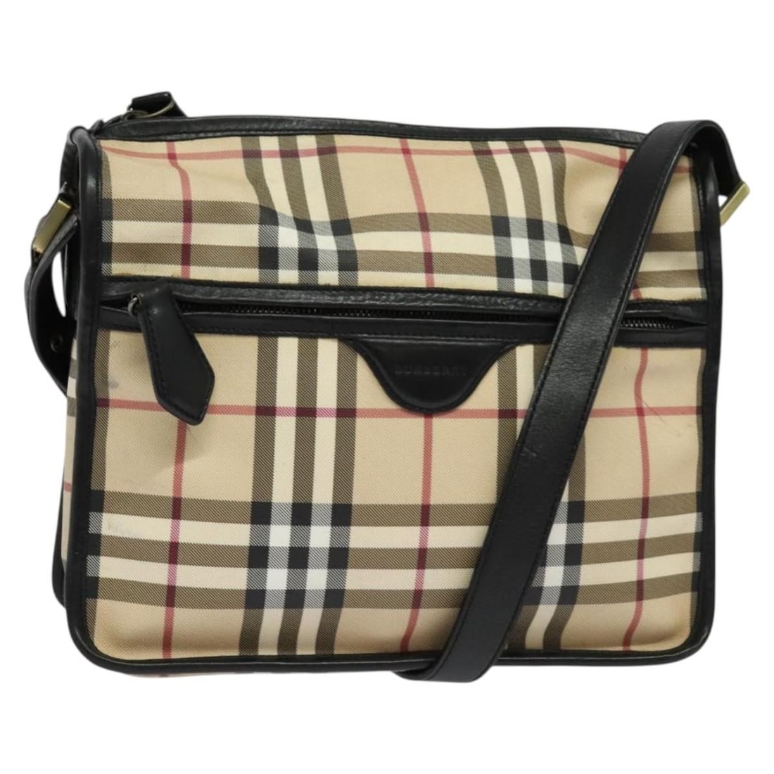 Burberry Beige PVC Leather Shoulder Bag Nova Check Auth 133569: Burberry Beige PVC Leather Shoulder Bag Nova Check Auth 133569 Authentic Burberry Nova Check shoulder bag in beige PVC leather. This women's shoulder bag shows heavy use, with loss of shape, rubbing, 
