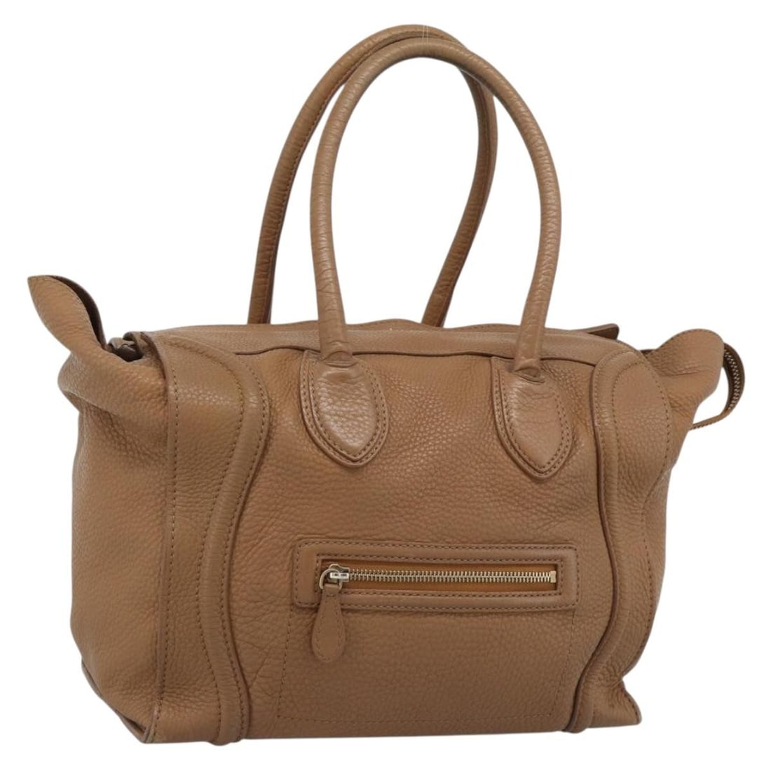 CELINE Micro Luggage Leather Handbag Brown with Gold Tone Hardware: CELINE Micro Luggage Leather Handbag Brown with Gold Tone Hardware Celine Luggage Micro Shopper handbag in brown leather with gold-tone detailing. Made in Italy, this women's handbag is a heavily used