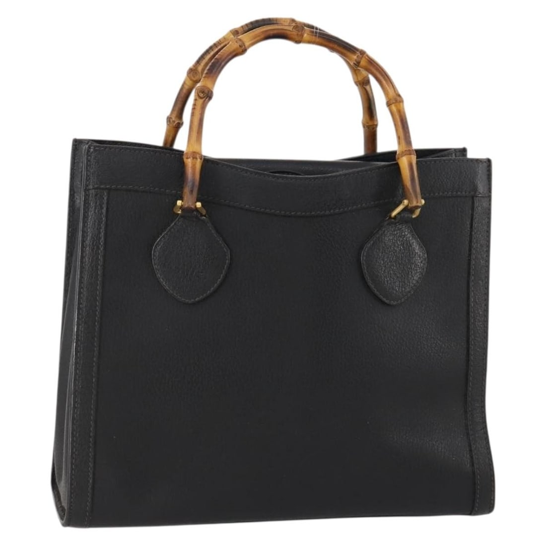 Black Leather Bamboo Handle Gucci 002 123 0260 Women's Handbag Gold Tone Italy (1 of 18)