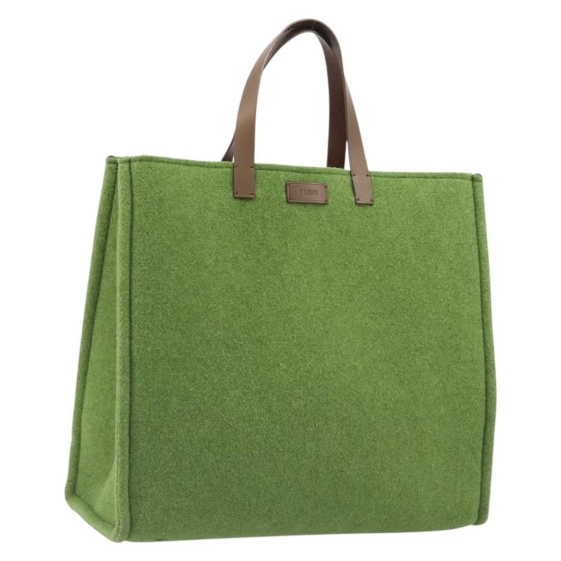 Fendi Green Wool Tote Bag Made in Italy: Fendi Green Wool Tote Bag Made in Italy FENDI tote bag in green wool, made in Italy. The bag measures approximately W38 cm x H35 cm x D16 cm, with a handle drop of approximately 15 cm. It is offered i