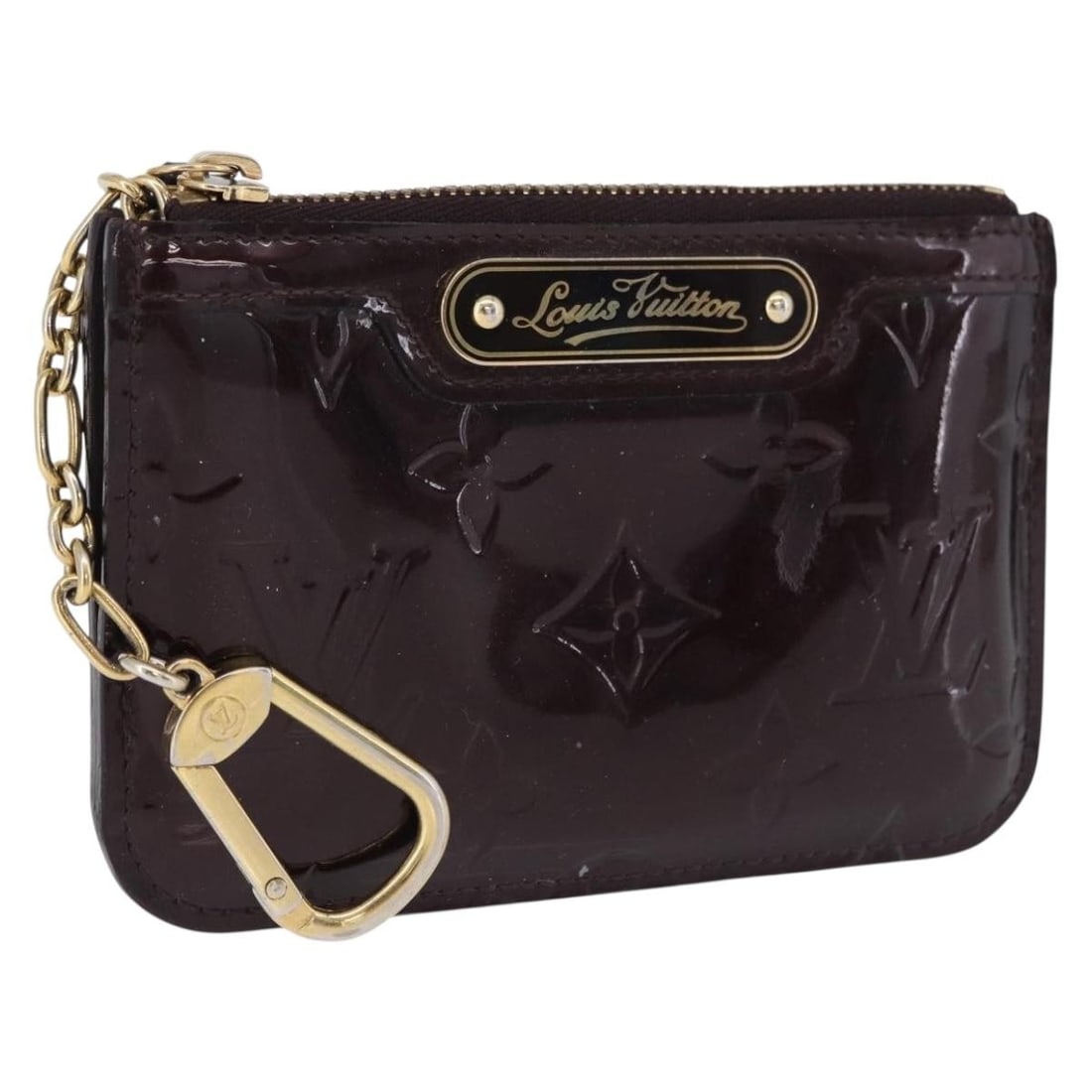 Louis Vuitton M93557 Monogram Vernis coin purse in Amarante: Louis Vuitton M93557 Monogram Vernis coin purse in Amarante Louis Vuitton Monogram Vernis Pochette Cles NM coin purse in Amarante patent leather. This women's coin purse is made in Spain and shows hea