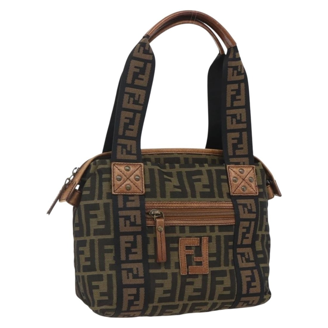 FENDI black brown Zucca canvas tote handbag: FENDI black brown Zucca canvas tote handbag Authentic Fendi tote bag in black and brown Zucca canvas. This women's bag is made in Italy and features a compact tote silhouette with dual handles. It is 