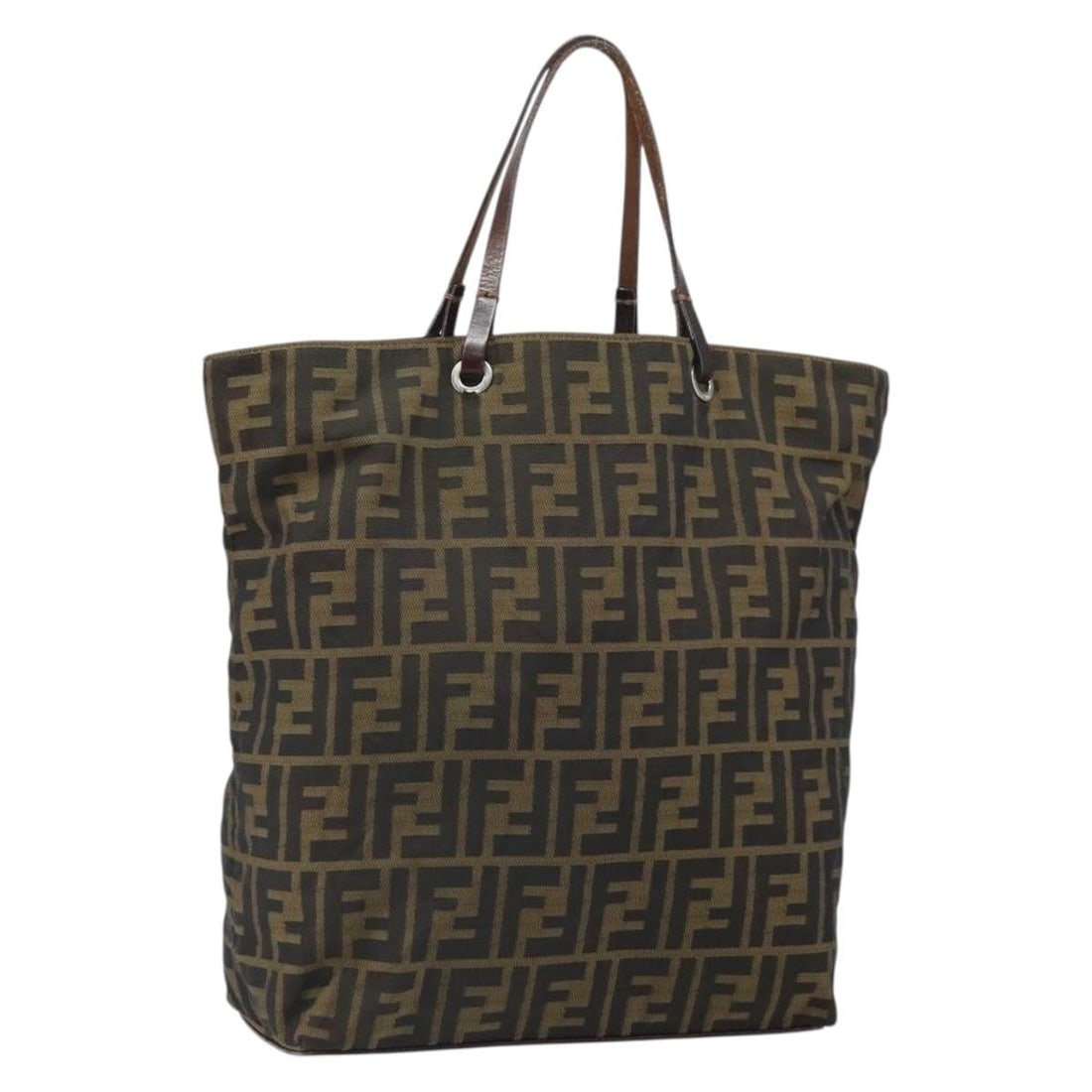 Fendi Zucca Canvas Hand Bag Black Brown Italy: Fendi Zucca Canvas Hand Bag Black Brown Italy Authentic FENDI hand bag in black and brown Zucca canvas. This women's bag is made in Italy and comes only with the item shown; the original box and dust 