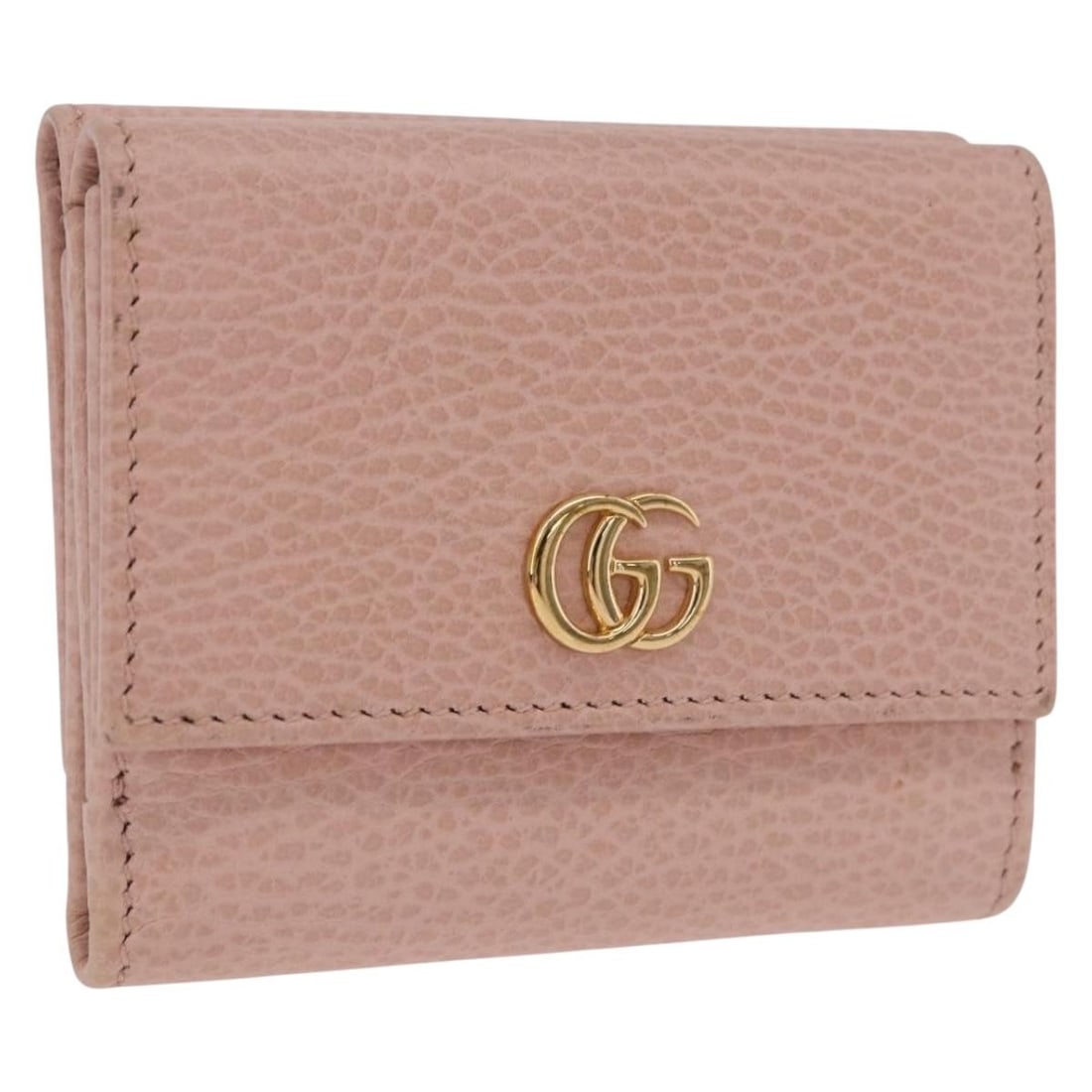 Gucci 524672 GG Marmont Pink Leather Wallet with Box: Gucci 524672 GG Marmont Pink Leather Wallet with Box Gucci GG Marmont wallet in pink leather with gold-tone detailing. Made in Italy, this women's wallet includes the item box. Condition is heavily us