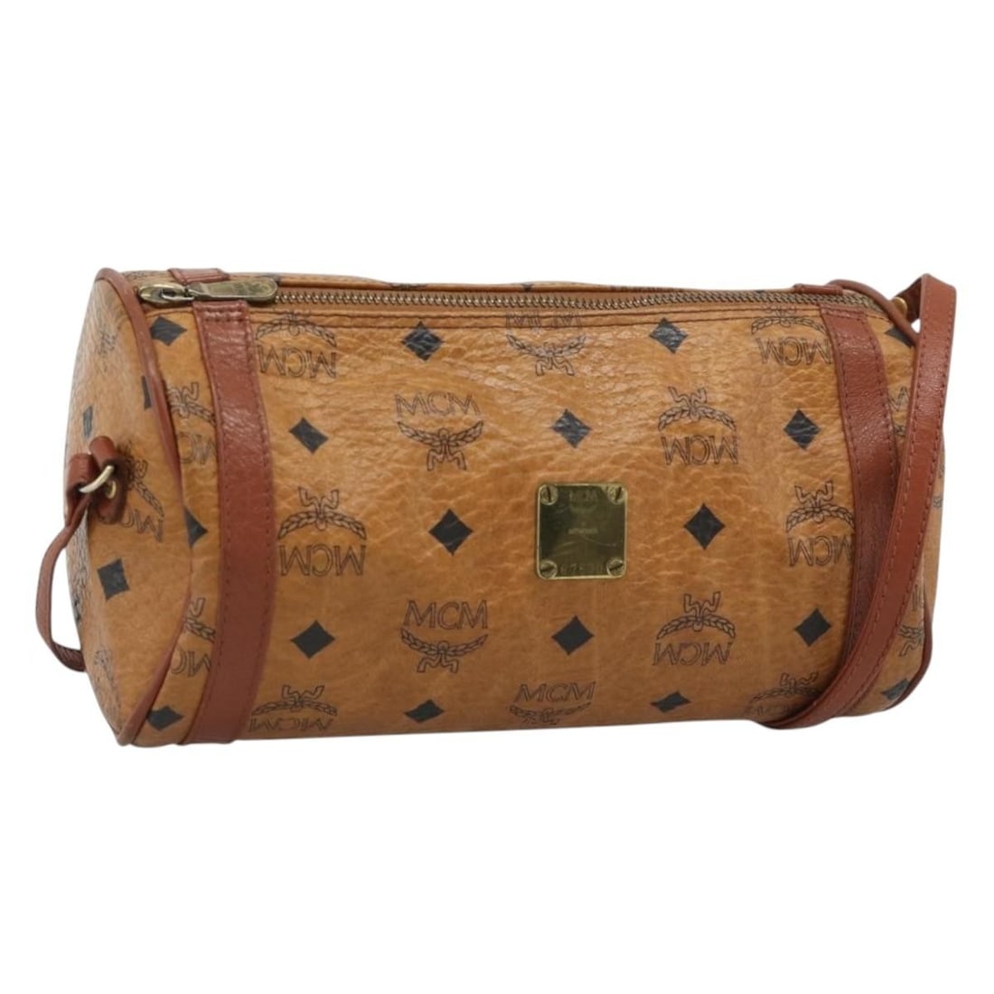 MCM Vicetos PVC Leather Shoulder Bag Brown Gold Tone (1 of 18)