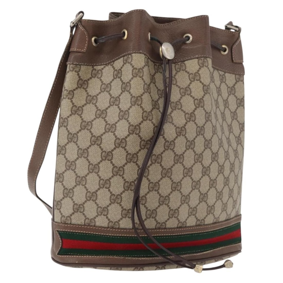 Gucci GG Supreme Sherry Line beige gold shoulder bag: Gucci GG Supreme Sherry Line beige gold shoulder bag This Gucci GG Supreme Web Sherry Line shoulder bag features a beige and gold color scheme and is crafted from PVC leather with GG canvas. The bag h
