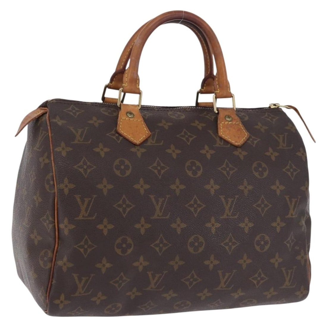 Louis Vuitton M41526 Speedy 30 Monogram Canvas Handbag: Louis Vuitton M41526 Speedy 30 Monogram Canvas Handbag Louis Vuitton Speedy 30 handbag in Monogram canvas. This women's bag includes a dust bag and is marked M41526. Condition is heavily used, with vi