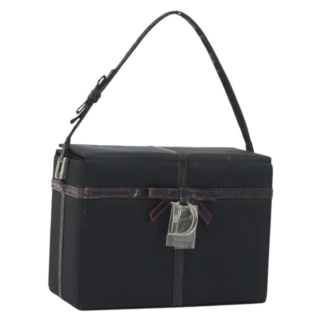 Christian Dior Black Nylon Hand Bag Silver Tone Spain: Christian Dior Black Nylon Hand Bag Silver Tone Spain Christian Dior women's handbag in black and silver nylon, made in Spain. This compact handbag includes only the item shown in the photo and does n