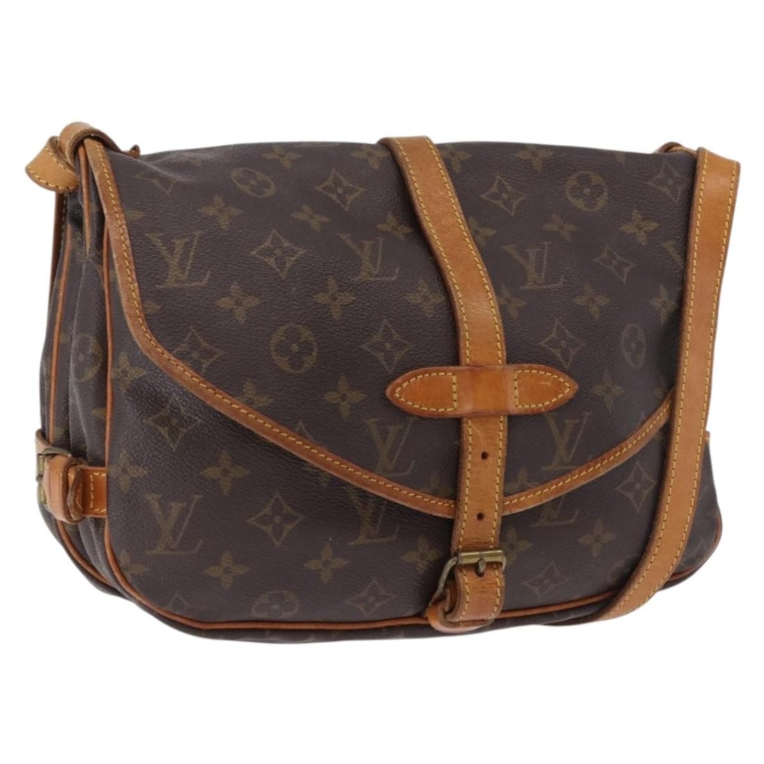 Louis Vuitton M42256 Saumur 30 Monogram Canvas Shoulder Bag: Louis Vuitton M42256 Saumur 30 Monogram Canvas Shoulder Bag Authentic Louis Vuitton Saumur 30 shoulder bag in Monogram canvas, model M42256, made in France. This women's bag is offered in heavily used